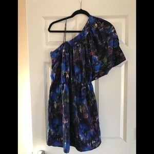 One sleeve multi colored dress
